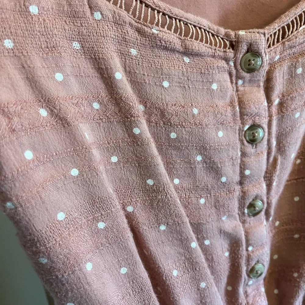 Mauve one‎ piece romper elastic waist white Polka dot Abercrombie kids 15/16